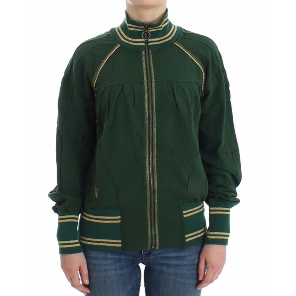 John Galliano Green Mock Zip Cardigan Sweatshirt Sweater Women's Jacket